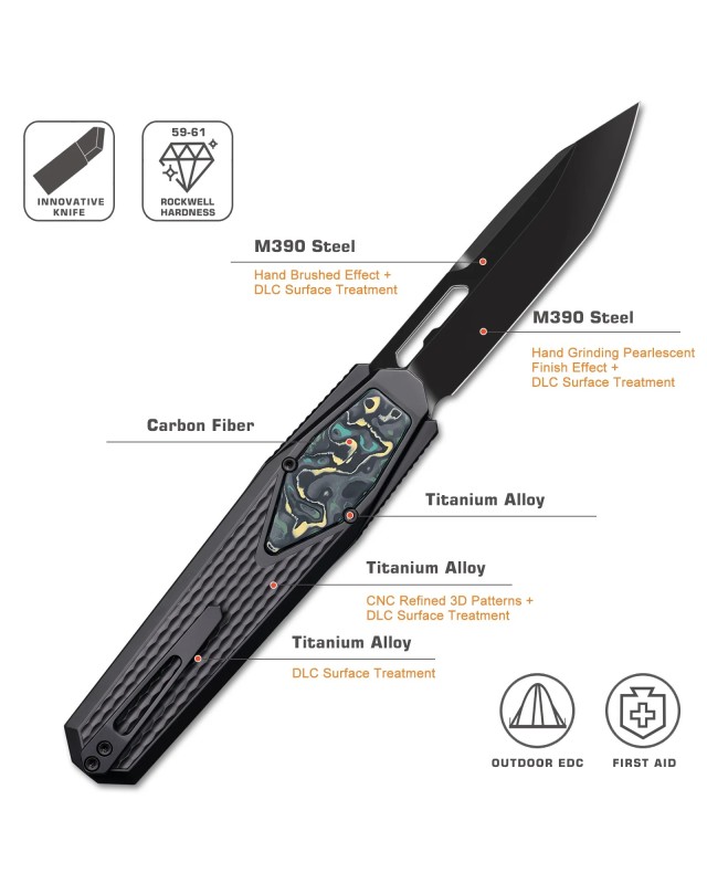 Swordfish Gravity OTF (Swiss Legal) ZL101A6 aluminium handle M390 steel DLC finish Swordfish Gravity OTF (Swiss Legal) ZL101A6 aluminium handle M390 steel DLC finish