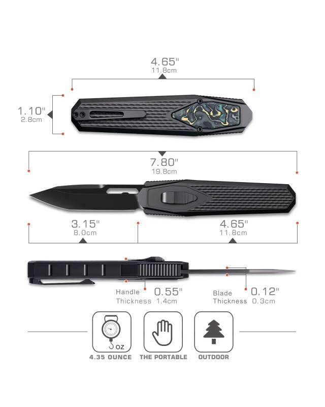 Swordfish Gravity OTF (Swiss Legal) ZL101A6 aluminium handle M390 steel DLC finish Swordfish Gravity OTF (Swiss Legal) ZL101A6 aluminium handle M390 steel DLC finish