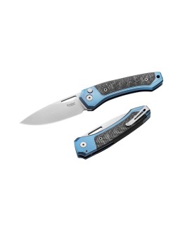 Twain MagnaCut steel Integral Grey Titanium handle Carbon Fiber button