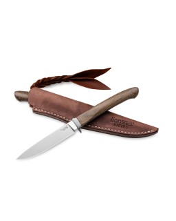 AGO EDC fixed blade M390 steel green micarta leather sheath