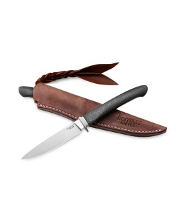 AGO EDC fixed blade M390 steel Carbon Fiber leather sheath