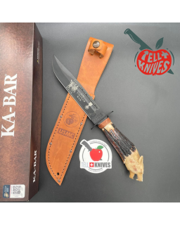 KABAR Fighting Knife - custom work - stag wolfhead