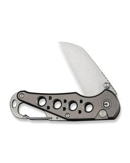 Pragma Button Lock Knife Gray Aluminum Handle Satin Finished Nitro-V steel