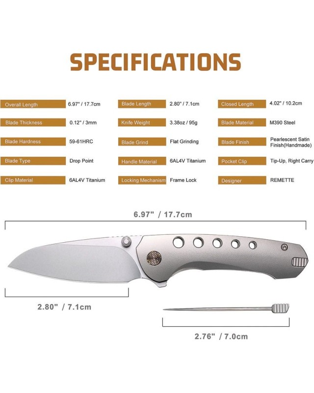 Bee M390 steel Framelock Titanium handle integrated toothpick Bee M390 steel Framelock Titanium handle integrated toothpick