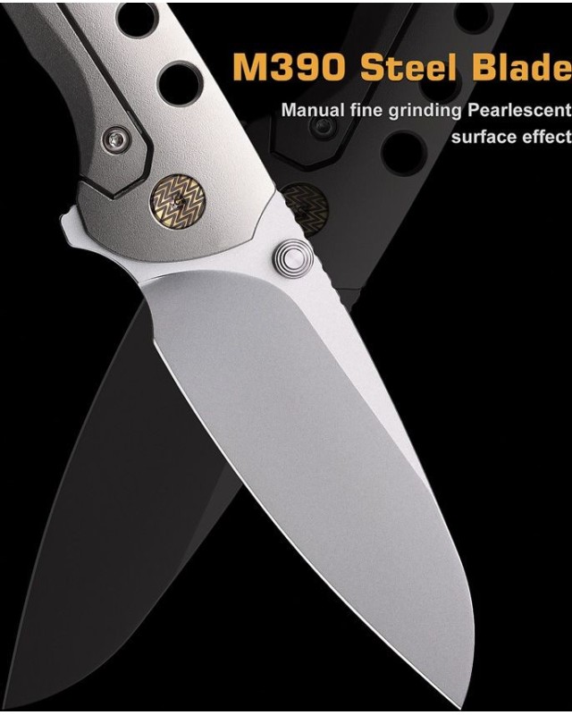 Bee M390 steel Framelock Titanium handle integrated toothpick Bee M390 steel Framelock Titanium handle integrated toothpick
