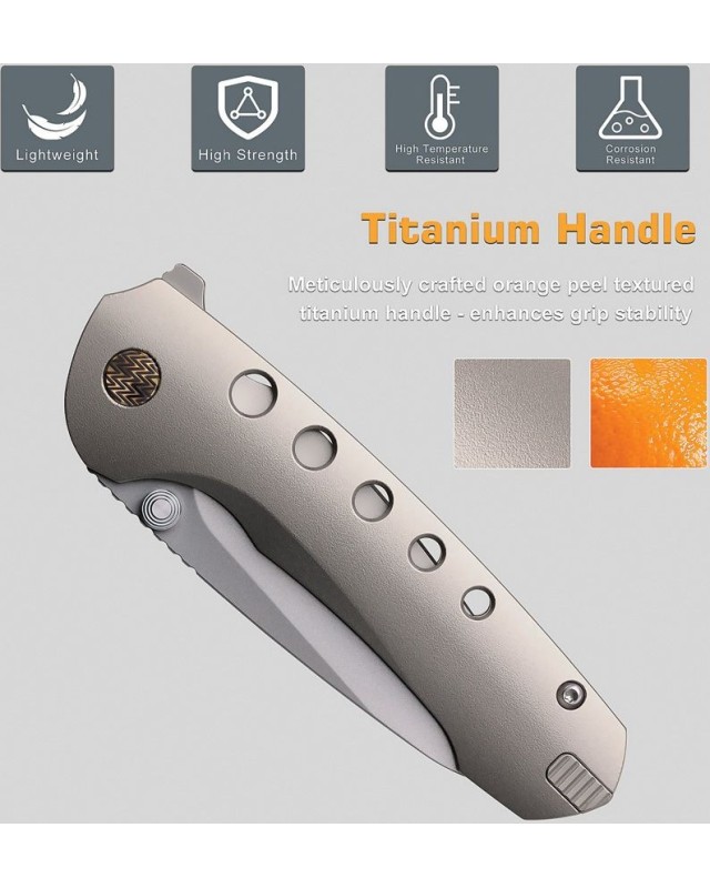 Bee M390 steel Framelock Titanium handle integrated toothpick Bee M390 steel Framelock Titanium handle integrated toothpick