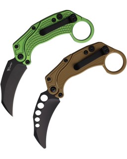 EXO-K Gravity Knife Karambit Button Lock Green Aluminium N690 Steel Bl