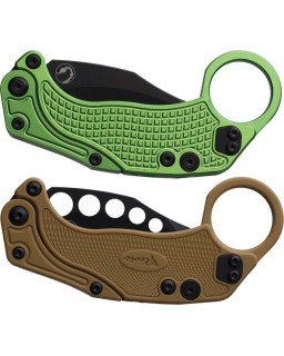 EXO-K Gravity Knife Karambit Button Lock Green Aluminium N690 Steel Bl