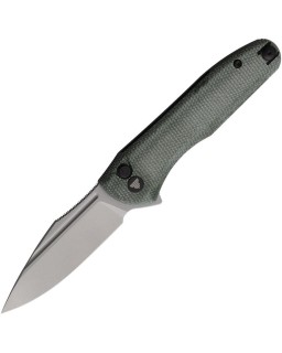 Antliae 14C28N steel Button Lock green micarta