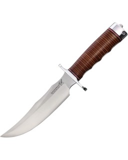 Model 4 Fixed Blade A2 tool steel stacked leather handle brown leather
