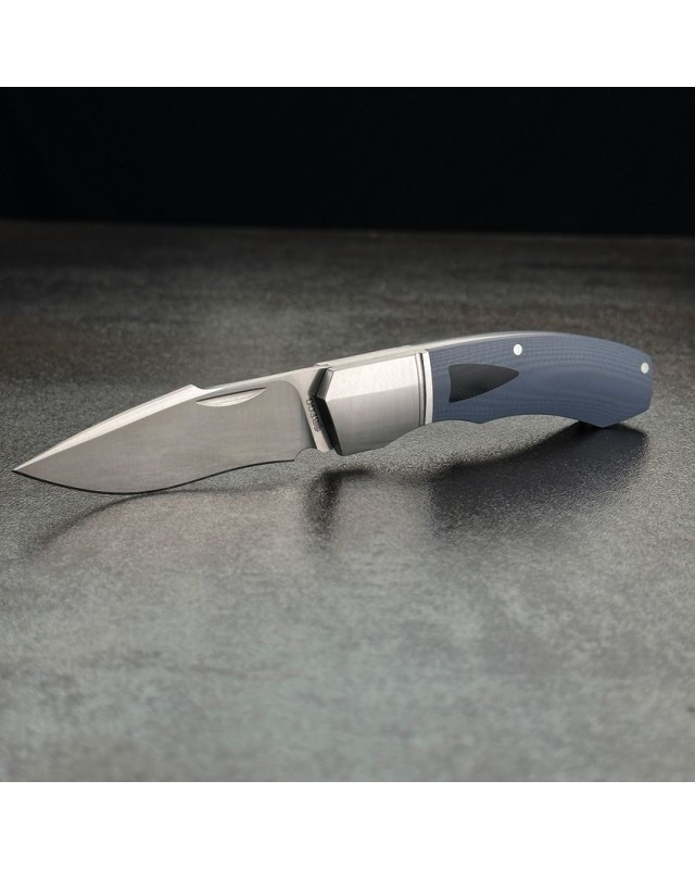 Recurve Slip Joint 14C28N steel Blue G10 polished bolsters Recurve Slip Joint 14C28N steel Blue G10 polished bolsters