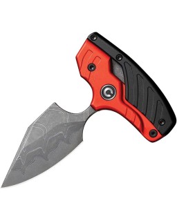 Typhoeus Push Dagger Adjustable Fixed Blade Red Aluminium Damascus - Swiss Legal