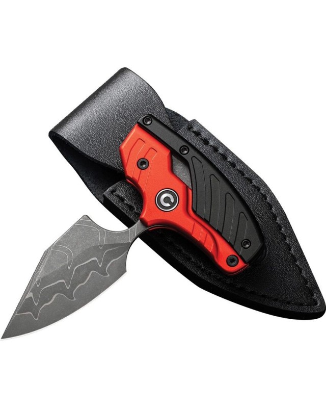 Typhoeus Push Dagger Adjustable Fixed Blade Red Aluminium Damascus - Swiss Legal Typhoeus Push Dagger Adjustable Fixed Blade Red Aluminium Damascus - Swiss Legal