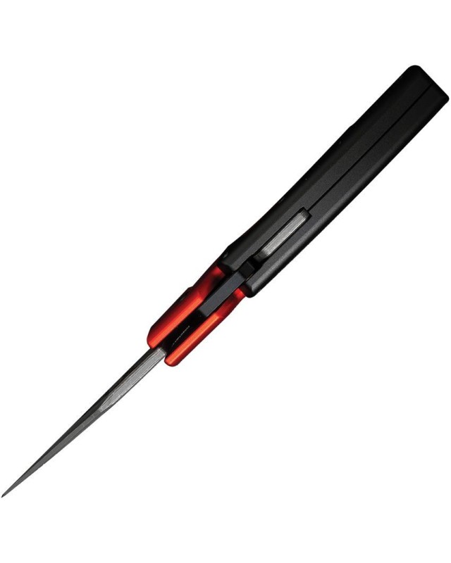 Typhoeus Push Dagger Adjustable Fixed Blade Red Aluminium Damascus - Swiss Legal Typhoeus Push Dagger Adjustable Fixed Blade Red Aluminium Damascus - Swiss Legal
