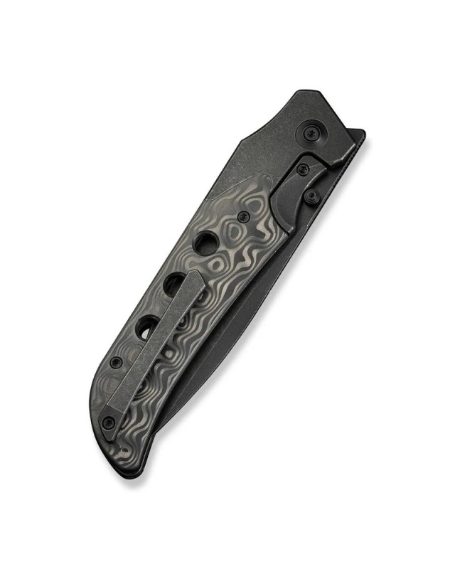 WE-Guthrie Flipper Knife Black Titanium Handle With Rose Carbon Fiber Inlay Black Stonewashed CPM 20CV Blade WE-Guthrie Flipper Knife Black Titanium Handle With Rose Carbon Fiber Inlay Black Stonewashed CPM 20CV Blade