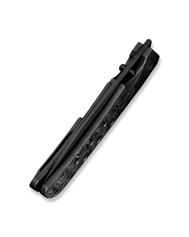 WE-Guthrie Flipper Knife Black Titanium Handle With Rose Carbon Fiber Inlay Black Stonewashed CPM 20CV Blade WE-Guthrie Flipper Knife Black Titanium Handle With Rose Carbon Fiber Inlay Black Stonewashed CPM 20CV Blade