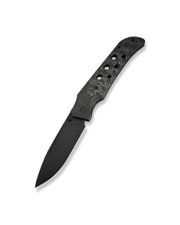 WE-Guthrie Flipper Knife Black Titanium Handle With Rose Carbon Fiber Inlay Black Stonewashed CPM 20CV Blade