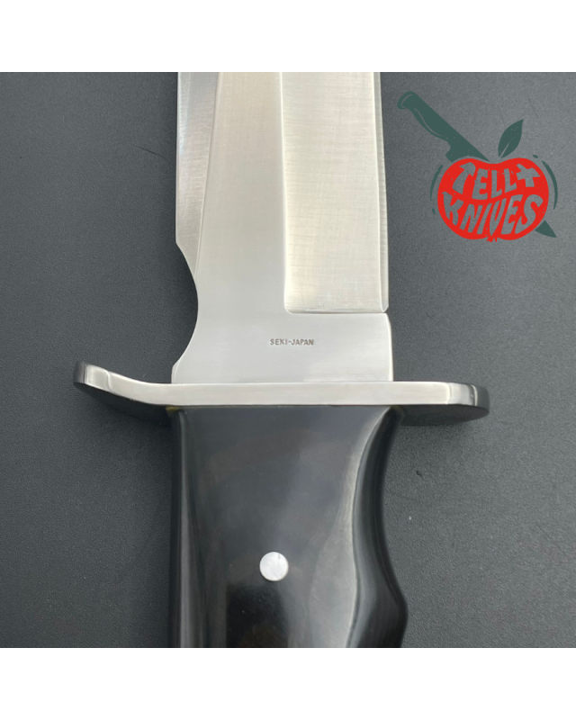 VINTAGE AMK 3009 Colonel Rowe USASF full tang AUS-6A steel black micarta handle black leather sheath VINTAGE AMK 3009 Colonel Rowe USASF full tang AUS-6A steel black micarta handle black leather sheath