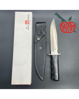 VINTAGE AMK 3009 Colonel Rowe USASF full tang AUS-6A steel black micarta handle black leather sheath