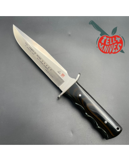 VINTAGE AMK 3009 Colonel Rowe USASF full tang AUS-6A steel black micarta handle black leather sheath