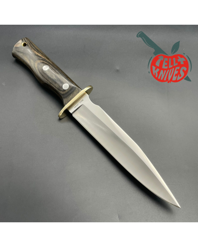 VINTAGE AMK Special Warfare I hidden tang AUS-6A steel titanwood handle brown leather sheath VINTAGE AMK Special Warfare I hidden tang AUS-6A steel titanwood handle brown leather sheath