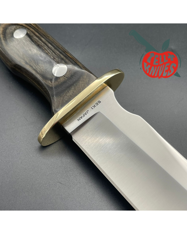 VINTAGE AMK Special Warfare I hidden tang AUS-6A steel titanwood handle brown leather sheath VINTAGE AMK Special Warfare I hidden tang AUS-6A steel titanwood handle brown leather sheath