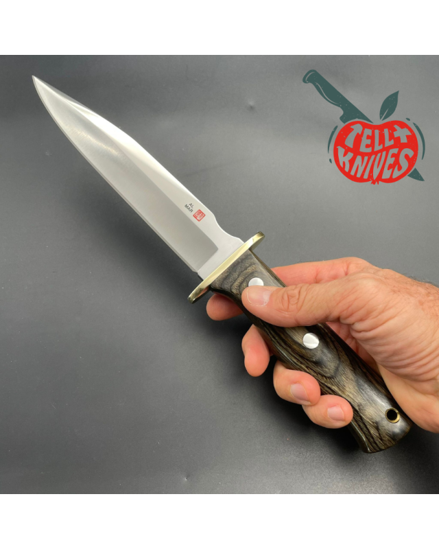VINTAGE AMK Special Warfare I hidden tang AUS-6A steel titanwood handle brown leather sheath VINTAGE AMK Special Warfare I hidden tang AUS-6A steel titanwood handle brown leather sheath