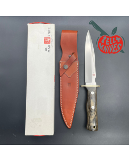 VINTAGE AMK Special Warfare I hidden tang AUS-6A steel titanwood handle brown leather sheath