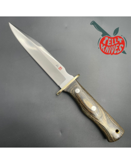 VINTAGE AMK Special Warfare I hidden tang AUS-6A steel titanwood handle brown leather sheath