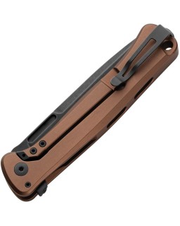 Skinny MagnaCut steel blackwash Framelock Earth Brown Aluminium handle Brown micarta insert