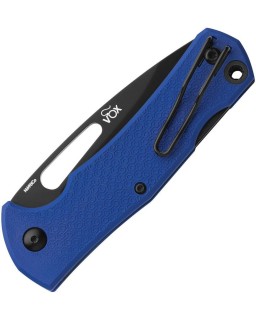 LOV VOX Design N690Co steel black blade blue FRN handle