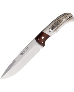 Coyote Fixed Blade 1.4116 stainless steel deer stag and laminate wood handle leather sheath