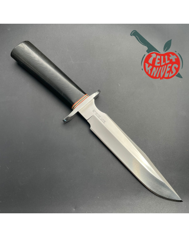 Vintage R1 Military Classic - AUS-8A steel - black micarta handle brown leather sheath