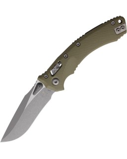 Amphibian S/E Ram-Lok M390MK steel Apocalyptic finish fluted OD Green G10