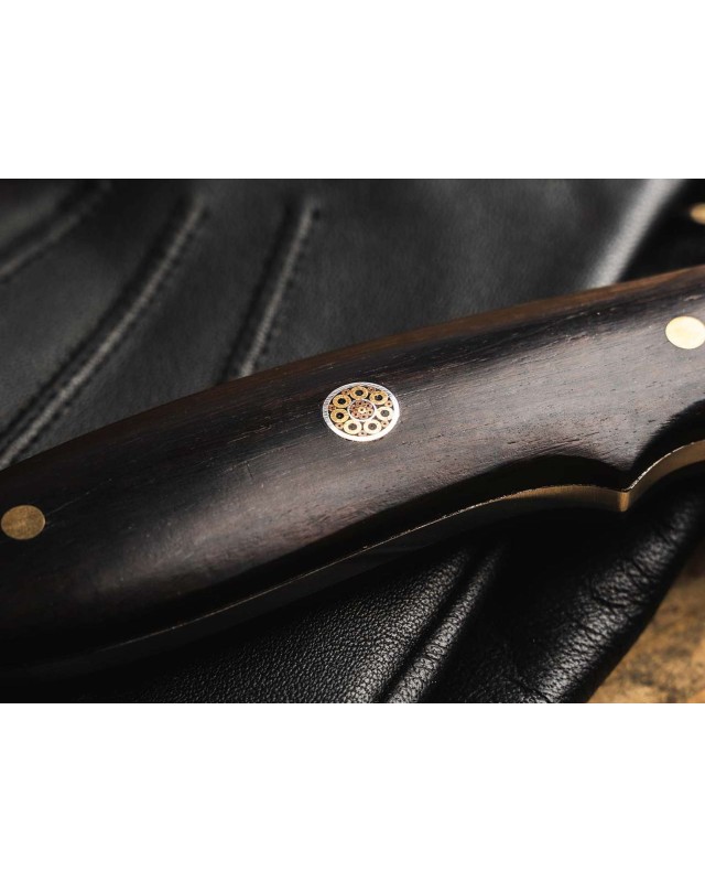 Vernery Damast steel Ebony wood handle black leather sheath Vernery Damast steel Ebony wood handle black leather sheath