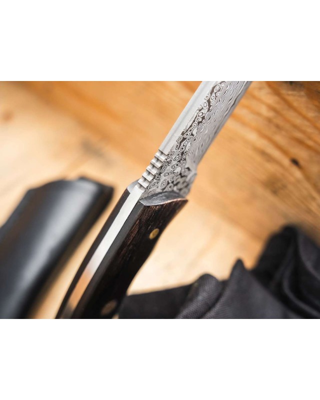 Vernery Damast steel Ebony wood handle black leather sheath Vernery Damast steel Ebony wood handle black leather sheath