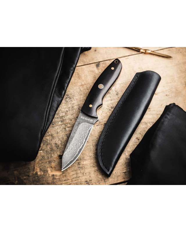Vernery Damast steel Ebony wood handle black leather sheath Vernery Damast steel Ebony wood handle black leather sheath