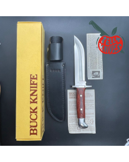 BUCK 124 Frontiersman 1989 - 420HC steel rosewood handle black leather