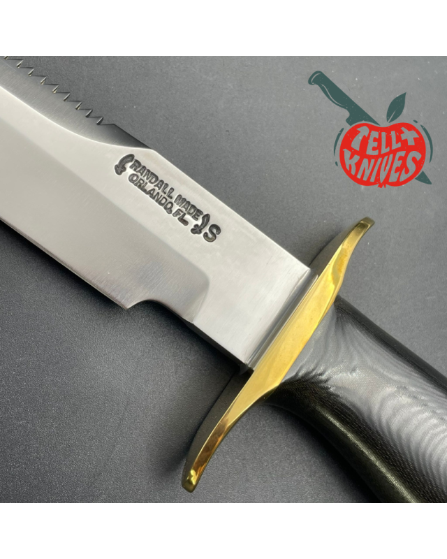 Vintage 90ies Model 15 5.5 Airman forged stainless steel sawback black micarta Border Patrol handle brass guard