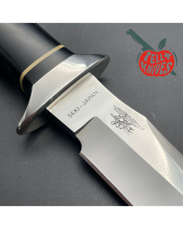 SOG S2 Trident NAVY SEALS AUS-8 steel black micarta handle SEKI Japan