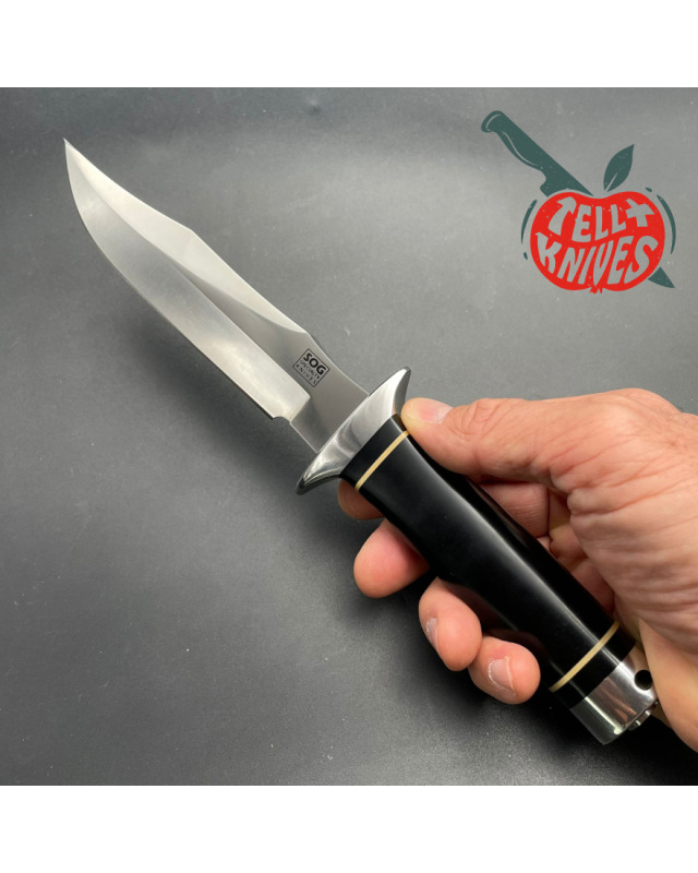 SOG S2 Trident NAVY SEALS AUS-8 steel black micarta handle SEKI Japan