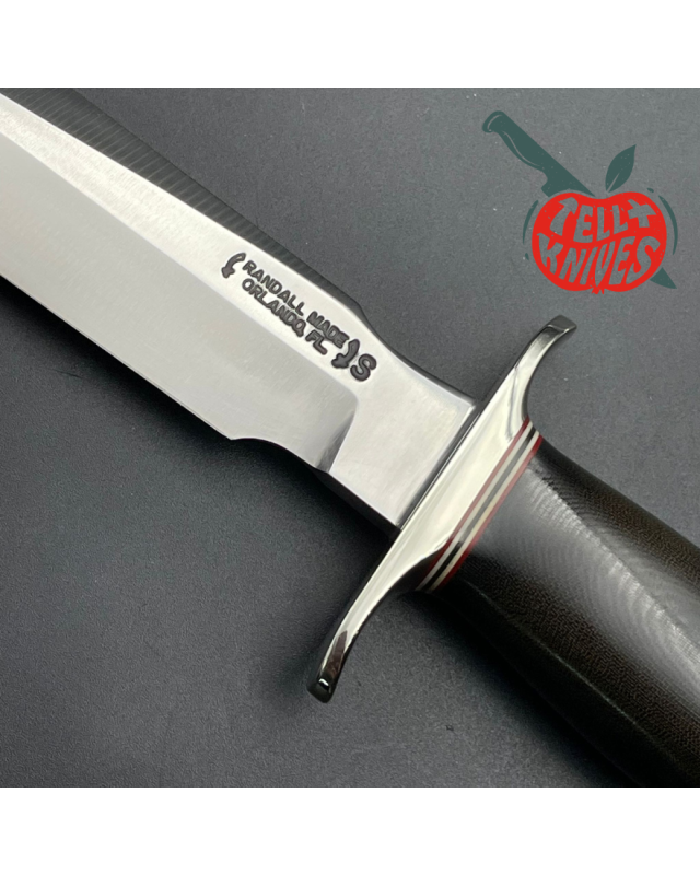 Vintage 90ies Model 1-7 forged stainless steel green micarta handle nickel silver guard and pommel brown leather