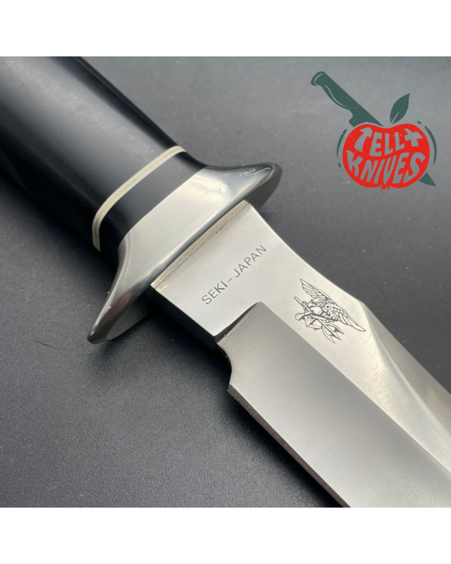 SOG S2 Trident NAVY SEALS AUS-8 steel black micarta handle SEKI Japan