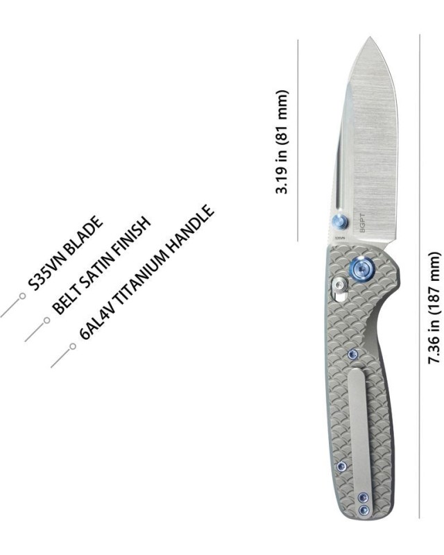 Bluff Crossbar Lock S35VN steel Gray Titanium handle Bluff Crossbar Lock S35VN steel Gray Titanium handle