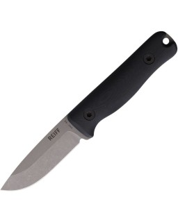 F3 Fixed Blade Knife CPM-3V steel stonewash finish black canva micarta handle leather sheath