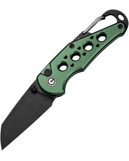 Pragma Button Lock Knife Green Aluminum Handle Blackwash Finished Nitro-V steel