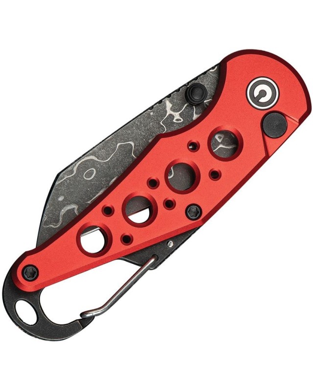 Pragma Button Lock Knife Red Aluminum Handle Stainless Damascus steel Pragma Button Lock Knife Red Aluminum Handle Stainless Damascus steel