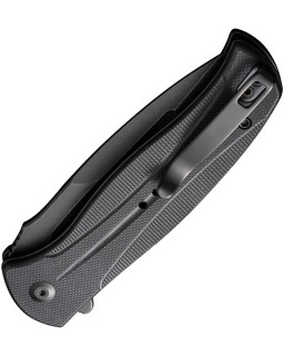 Incindie Button Lock 14C28N Sandvik stainless steel Blackwash finish Black G10 handle