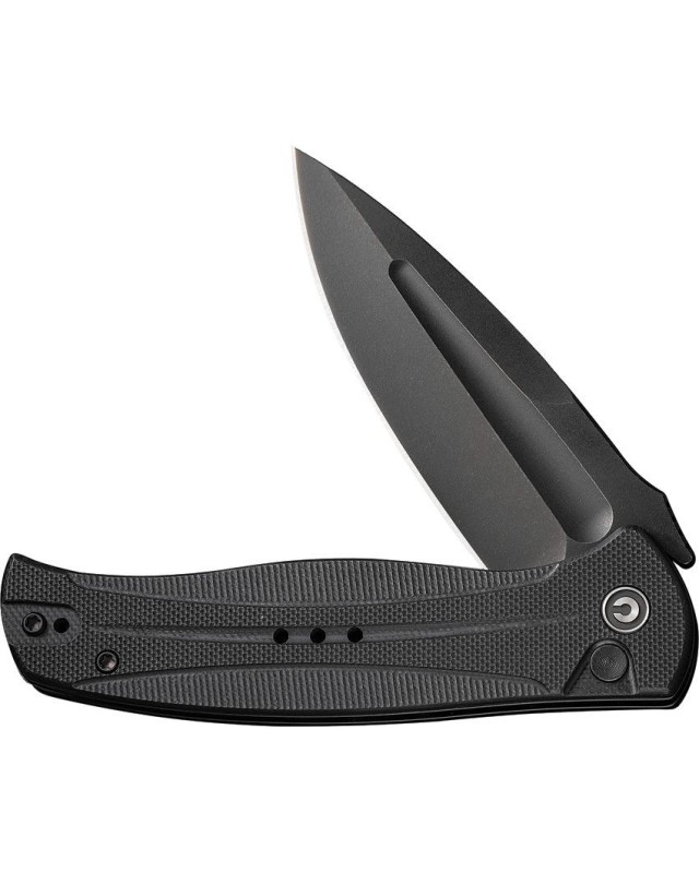 Incindie Button Lock 14C28N Sandvik stainless steel Blackwash finish Black G10 handle Incindie Button Lock 14C28N Sandvik stainless steel Blackwash finish Black G10 handle