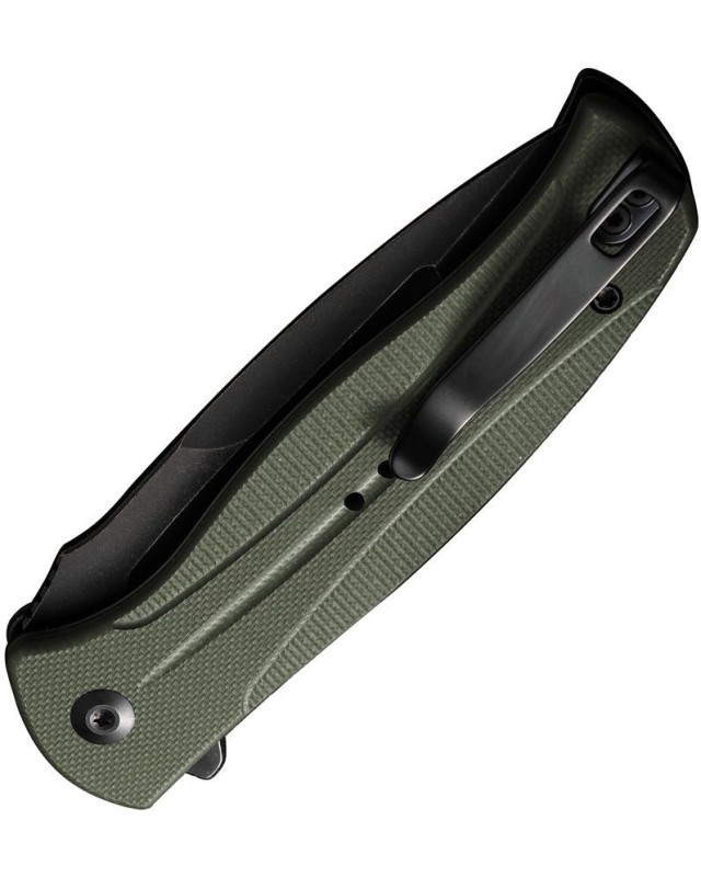 Incindie Button Lock 14C28N Sandvik stainless steel Blackwash finish OD Green G10 handle Incindie Button Lock 14C28N Sandvik stainless steel Blackwash finish OD Green G10 handle